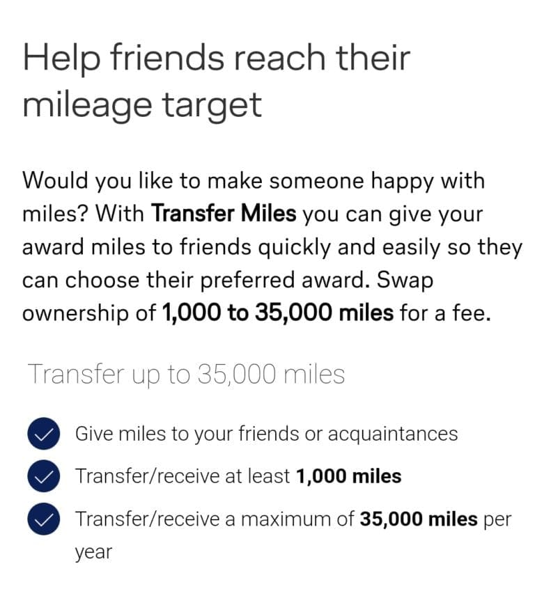 Miles and more You can now transfer award miles between accounts